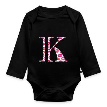 Buchstabe k Küsse - Baby Bio-Langarm-Body - Schwarz - Vorne