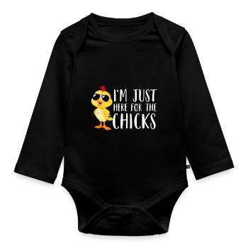 Je suis juste là pour les poussins mignon Pâques garçons enfants - Body Bébé bio manches longues - noir - Devant