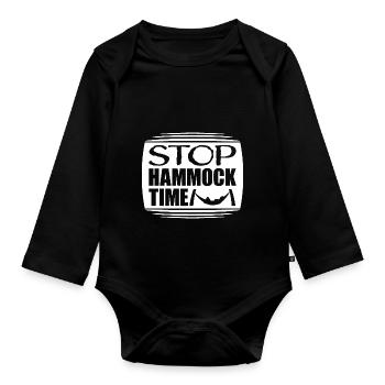 Funny Stop Hammock Time Relaxing Sleeping Camping - Organic Longsleeve Baby Bodysuit - black - Front