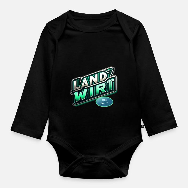 landwirt code - Baby Bio-Langarm-Body - Schwarz