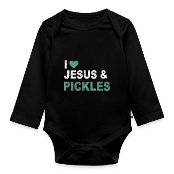 Jésus Drôle Pickle Lover Citation Disant Humour - Body Bébé bio manches longues - noir - Devant