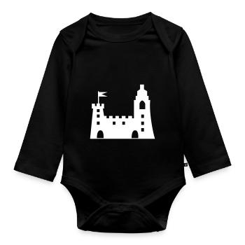 castle - Organic Longsleeve Baby Bodysuit - black - Front