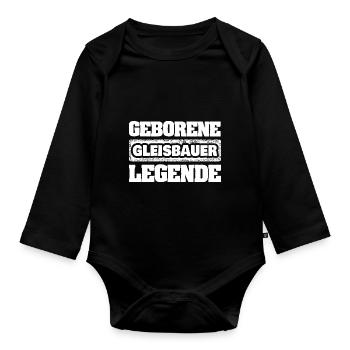 Geschenk für Gleisbauer - Baby Bio-Langarm-Body - Schwarz - Vorne