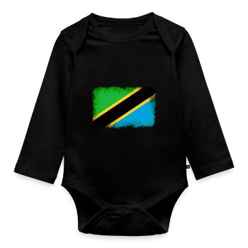 Gift for Tanzania - Organic Longsleeve Baby Bodysuit - black - Front
