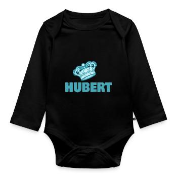 First name Hubert - Organic Longsleeve Baby Bodysuit - black - Front