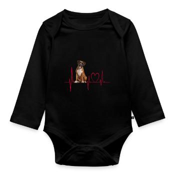 Cadeau Heartbeat pour chiens - Body Bébé bio manches longues - noir - Devant