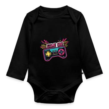 GAME ON. GAME CONTROLLER. GAME PAD - Organic Longsleeve Baby Bodysuit - black - Front