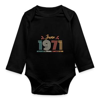 Juni 1971 Geburtstag Juni 1971 Juni - Baby Bio-Langarm-Body - Schwarz - Vorne