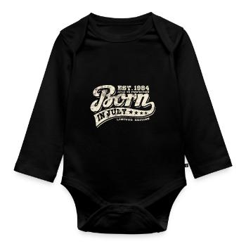 Born in July 1984 - Geburtstag - Geschenk - Baby Bio-Langarm-Body - Schwarz - Vorne