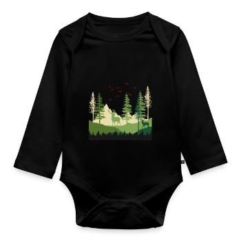 Flucht aus der Waldgelassenheit - Baby Bio-Langarm-Body - Schwarz - Vorne