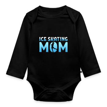 Schlittschuh Eislauf Mutter Mama Muttertag - Baby Bio-Langarm-Body - Schwarz - Vorne