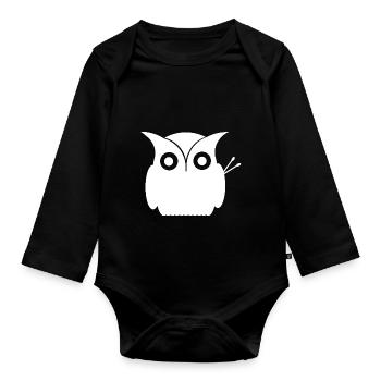 Eule mit Drumsticks - Baby Bio-Langarm-Body - Schwarz - Vorne