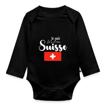 Je suis fier d être Suisse - Body Bébé bio manches longues - noir - Devant