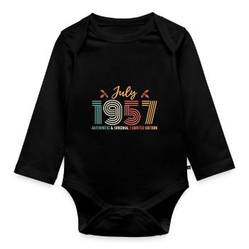 Geburtstag 1954 Juli 1954 Juli 1954 - Baby Bio-Langarm-Body - Schwarz - Vorne