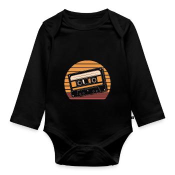 VINTAGE-KASSETTE. RETRO T-SHIRTS - Baby Bio-Langarm-Body - Schwarz - Vorne