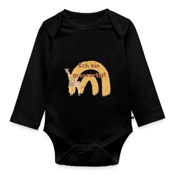 Affirmation für Kinder Giraffe Selbstvertrauen - Baby Bio-Langarm-Body - Schwarz - Vorne