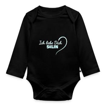 Selin - Body Bébé bio manches longues - noir - Devant