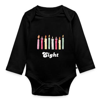 8e anniversaire bougie - Body Bébé bio manches longues - noir - Devant