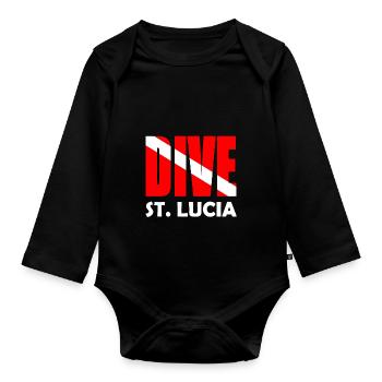 Dive St. Lucia - Diver Down Flag Scuba Diving - Body Bébé bio manches longues - noir - Devant