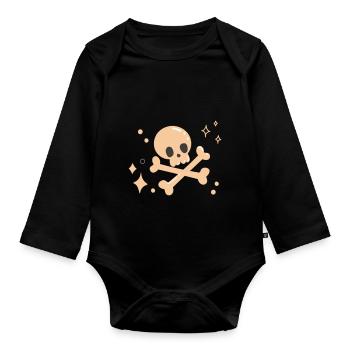 Cute Skull Pink Halloween Pinkoween - Organic Longsleeve Baby Bodysuit - black - Front