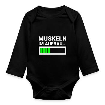 Muskeln im Aufbau Fitness Sportler Krafttraining - Baby Bio-Langarm-Body - Schwarz - Vorne