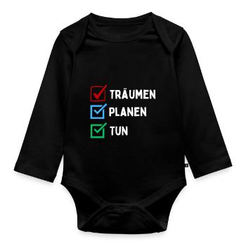 Plan de rêve faire liste de contrôle conception coloré rouge bleu - Body Bébé bio manches longues - noir - Devant