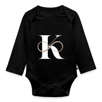 Infinite letter k - Organic Longsleeve Baby Bodysuit - black - Front