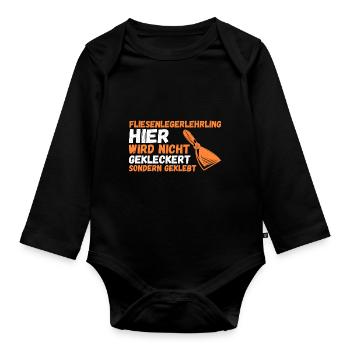 Tile Laying Training Apprentice Auzbi Tile Laying - Organic Longsleeve Baby Bodysuit - black - Front