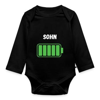 Sohn - Voller Akku - Baby Bio-Langarm-Body - Schwarz - Vorne