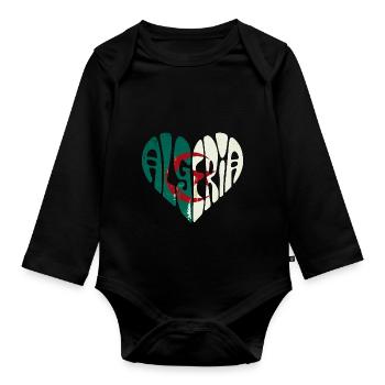 L'Algérie Dans Mon Cœur - Body Bébé bio manches longues - noir - Devant