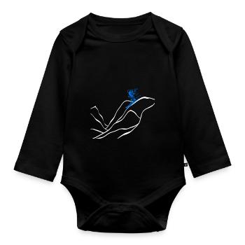 Mountain Skier Silhouette Mountain Skis - Organic Longsleeve Baby Bodysuit - black - Front