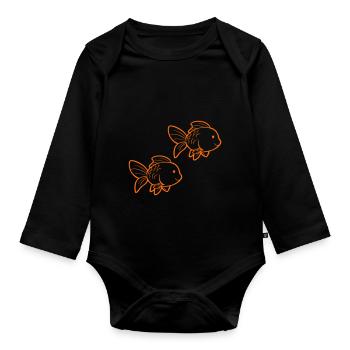 Goldfish - Organic Longsleeve Baby Bodysuit - black - Front