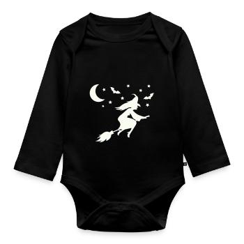 Witch - Organic Longsleeve Baby Bodysuit - black - Front