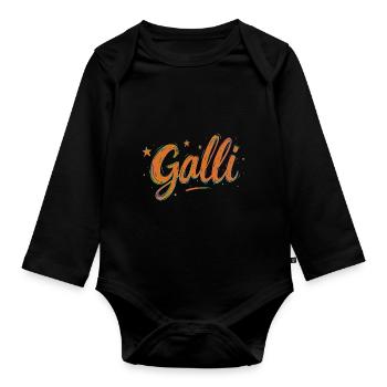 Halli & Galli Partnerlook Party outfit - Galli - Baby Bio-Langarm-Body - Schwarz - Vorne