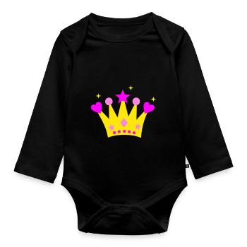 Krone - Baby Bio-Langarm-Body - Schwarz - Vorne