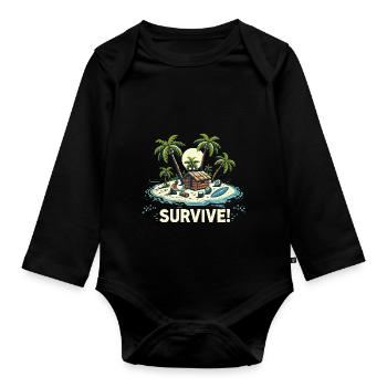 VACATION ON THE ISLAND - Organic Longsleeve Baby Bodysuit - black - Front