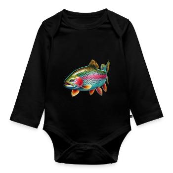 Rainbow trout - Organic Longsleeve Baby Bodysuit - black - Front