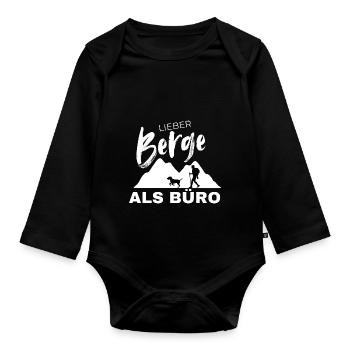 Lieber Berge als Büro - Baby Bio-Langarm-Body - Schwarz - Vorne