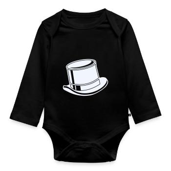 Top Hat - Organic Longsleeve Baby Bodysuit - black - Front