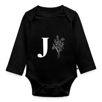 Minimalist flowers - Organic Longsleeve Baby Bodysuit - black - Front