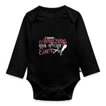 Hair Stylist Amazing Hair Stylist - Organic Longsleeve Baby Bodysuit - black - Front