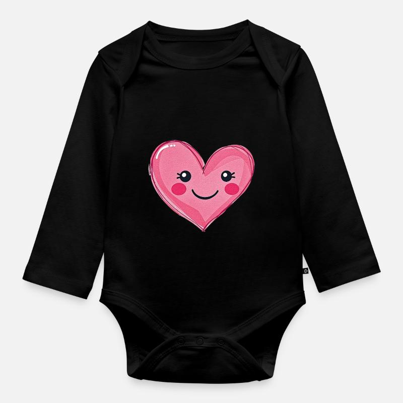 Herz - Baby Bio-Langarm-Body - Schwarz