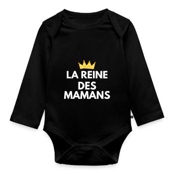 Die Königin der Mütter - Mama Geschenkidee - Baby Bio-Langarm-Body - Schwarz - Vorne