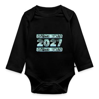 2027 - Organic Longsleeve Baby Bodysuit - black - Front