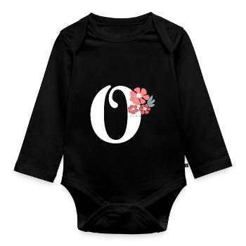 Letter o minimalistische Blumen - Baby Bio-Langarm-Body - Schwarz - Vorne