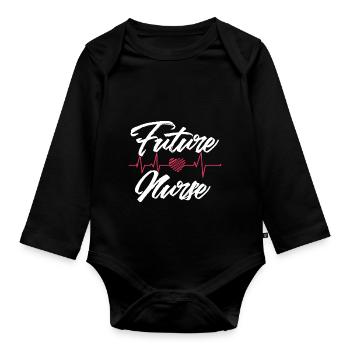 Motif de battement de cœur de Future Nurse - Body Bébé bio manches longues - noir - Devant