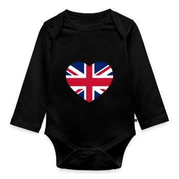 I Love My Country - Organic Longsleeve Baby Bodysuit - black - Front