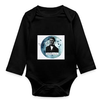 Depth of Life – Ralph Waldo Emerson Quote - Organic Longsleeve Baby Bodysuit - black - Front