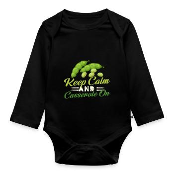 Restez calme et cocotte sur le design - Body Bébé bio manches longues - noir - Devant