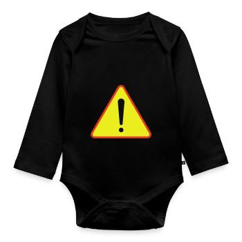 Warning Triangle - Organic Longsleeve Baby Bodysuit - black - Front